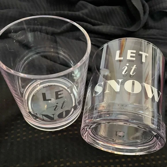 Kate Spade of 2 Winter Holiday “LET IT SNOW” Drinkware glasses New in box NWT - Picture 6 of 10